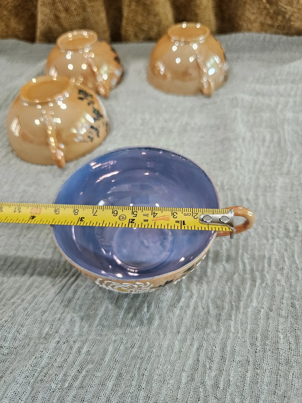 Vintage Lustreware Tea Set 4 Servings Hand Painted In Japan